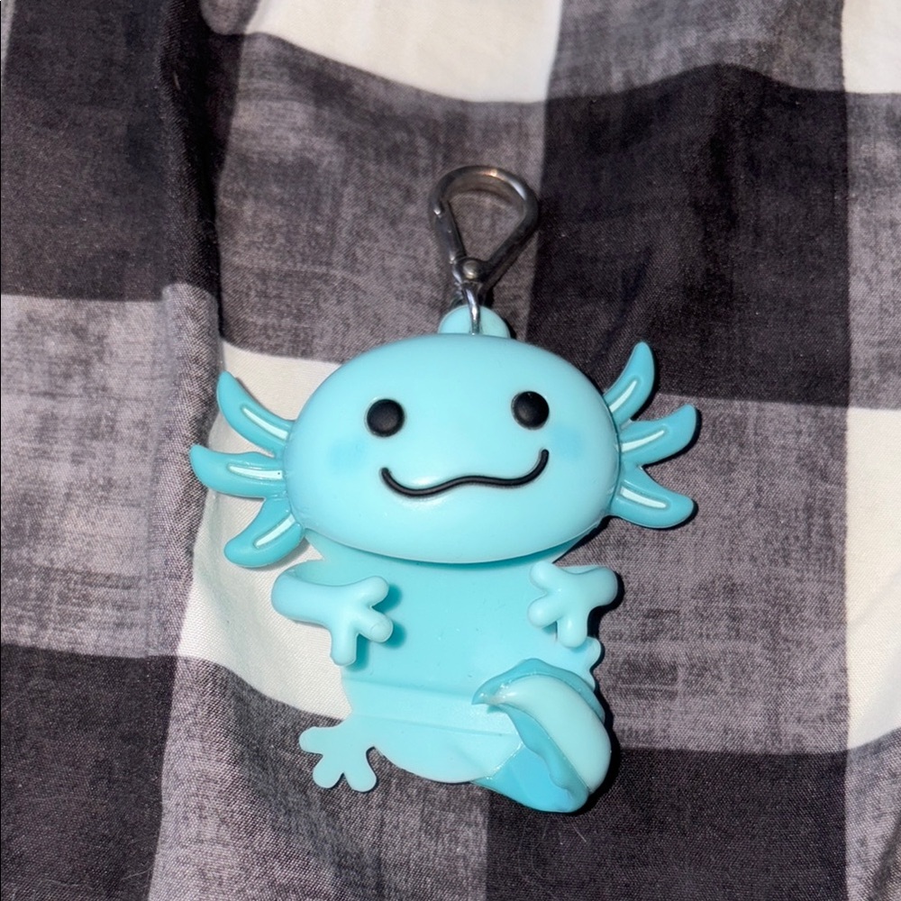 Cute Blue Axolotl Hand Sanitizer Keychain